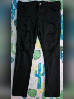Jordan Craig "Sean" Distressed Jeans – 38/32 – Black – Rip Detail